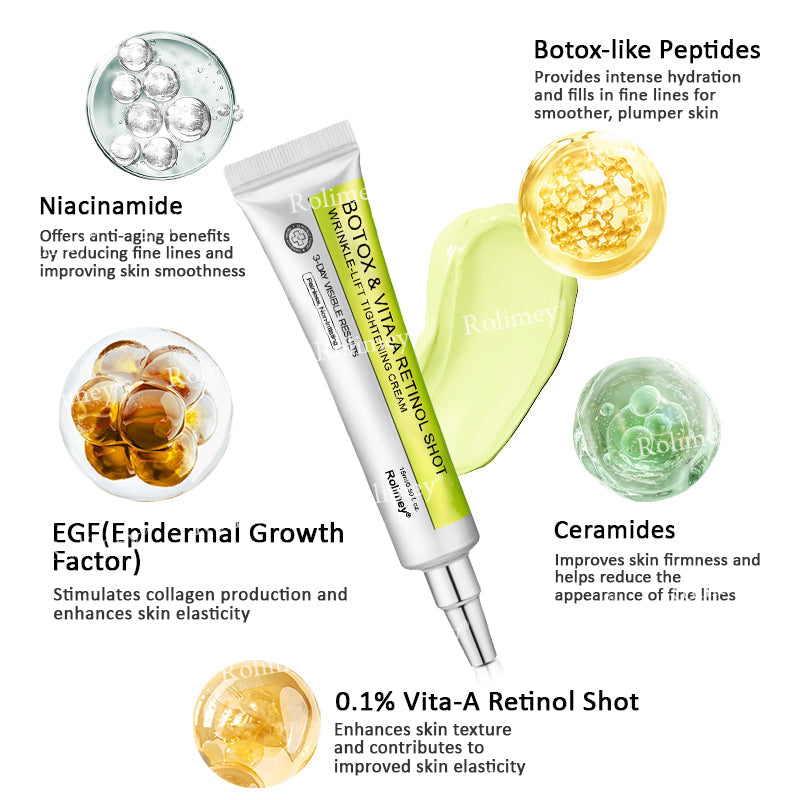 👨‍⚕️👨‍⚕️Made and shipped from the USA 💫Rolimey® Botox & Vita-A Retinol Shot Wrinkle-Lift Tightening cream - Last Day Promotion 50% OFF