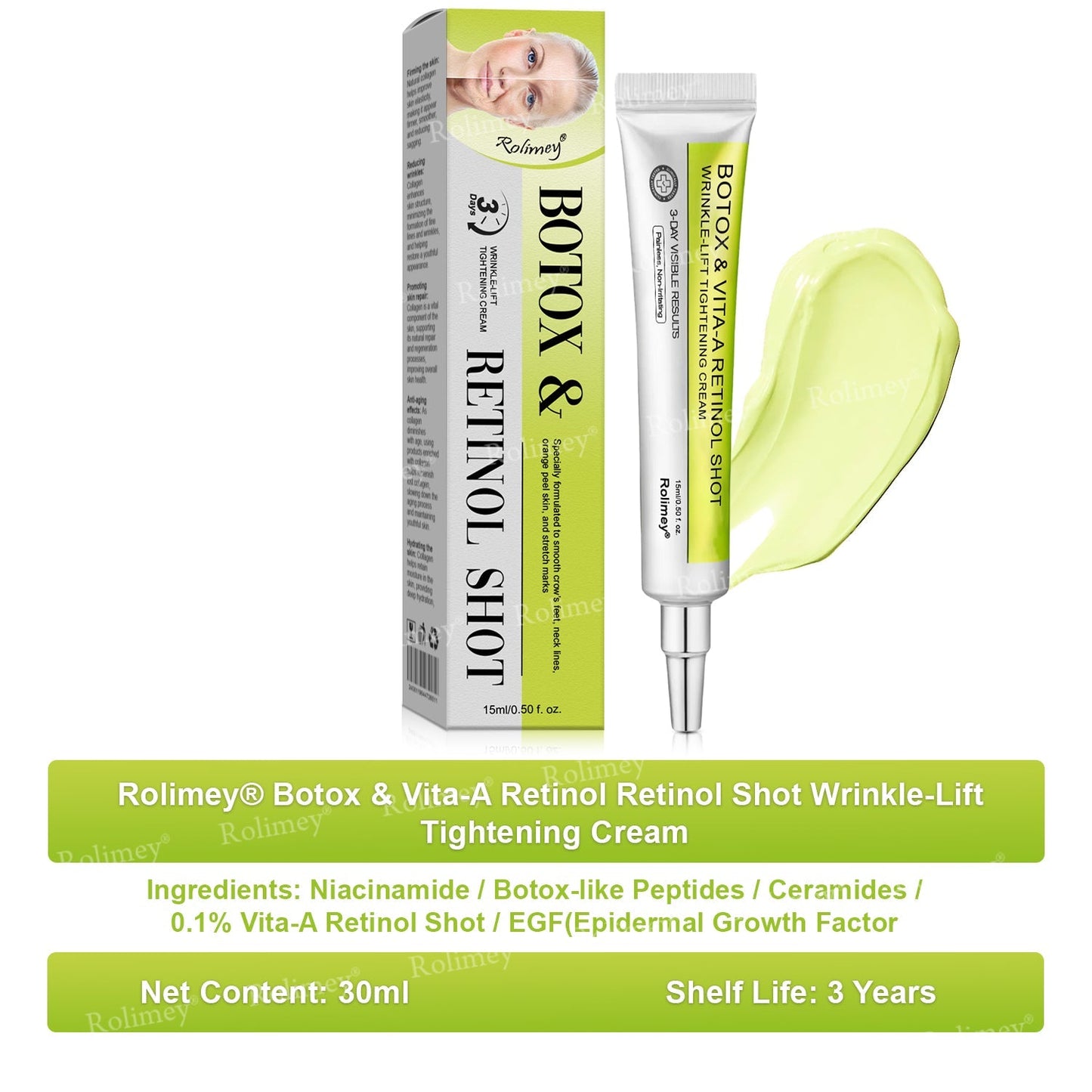 👨‍⚕️👨‍⚕️Made and shipped from the USA 💫Rolimey® Botox & Vita-A Retinol Shot Wrinkle-Lift Tightening cream - Last Day Promotion 50% OFF