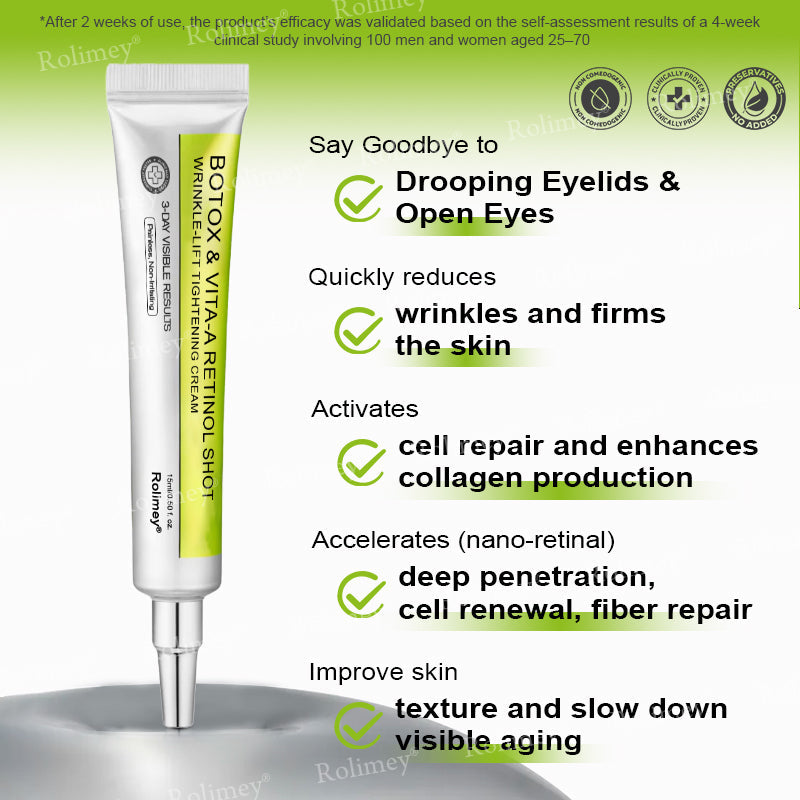👨‍⚕️👨‍⚕️Made and shipped from the USA 💫Rolimey® Botox & Vita-A Retinol Shot Wrinkle-Lift Tightening cream - Last Day Promotion 50% OFF