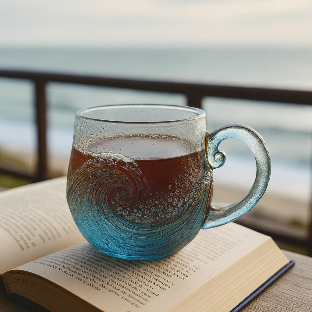 🎉🎄Christmas Best Gifts🔥 Unique Handcrafted Sea Glass Ocean Wave Mug🎁Free Gifts