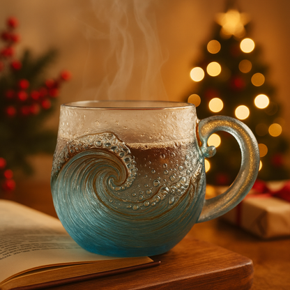 🎉🎄Christmas Best Gifts🔥 Unique Handcrafted Sea Glass Ocean Wave Mug🎁Free Gifts