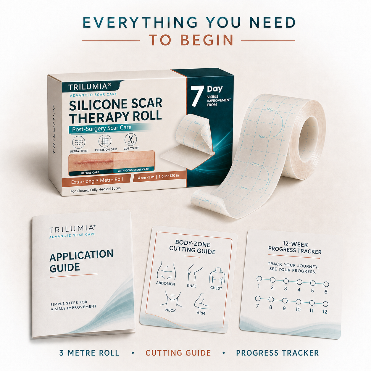 👩‍⚕️👩‍⚕️TRILUMIA® SILICONE SCAR THERAPY ROLL  Help Soften, Flatten & Improve the Appearance of Raised Scars